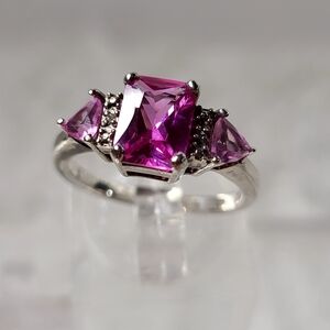 Pink Sapphire with Diamond Accent Ring